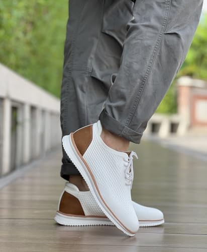 Men's Fashion Dress Sneakers Casual Walking Shoes Business Oxfords Mesh Comfortable Lightweight Breathable Tennis Lace-Up