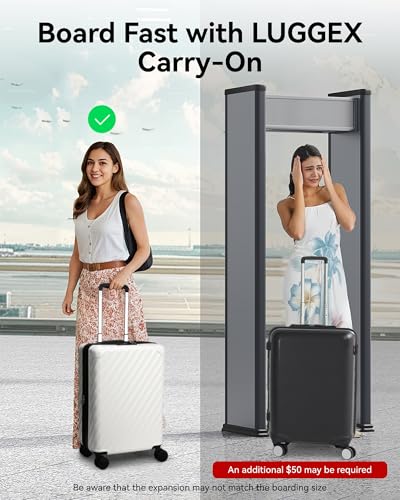 LUGGEX Luggage with Spinner Wheels, Polycarbonate Expandable Hard Shell Suitcase, Carry On 20 Inch, Charcoal Metallic