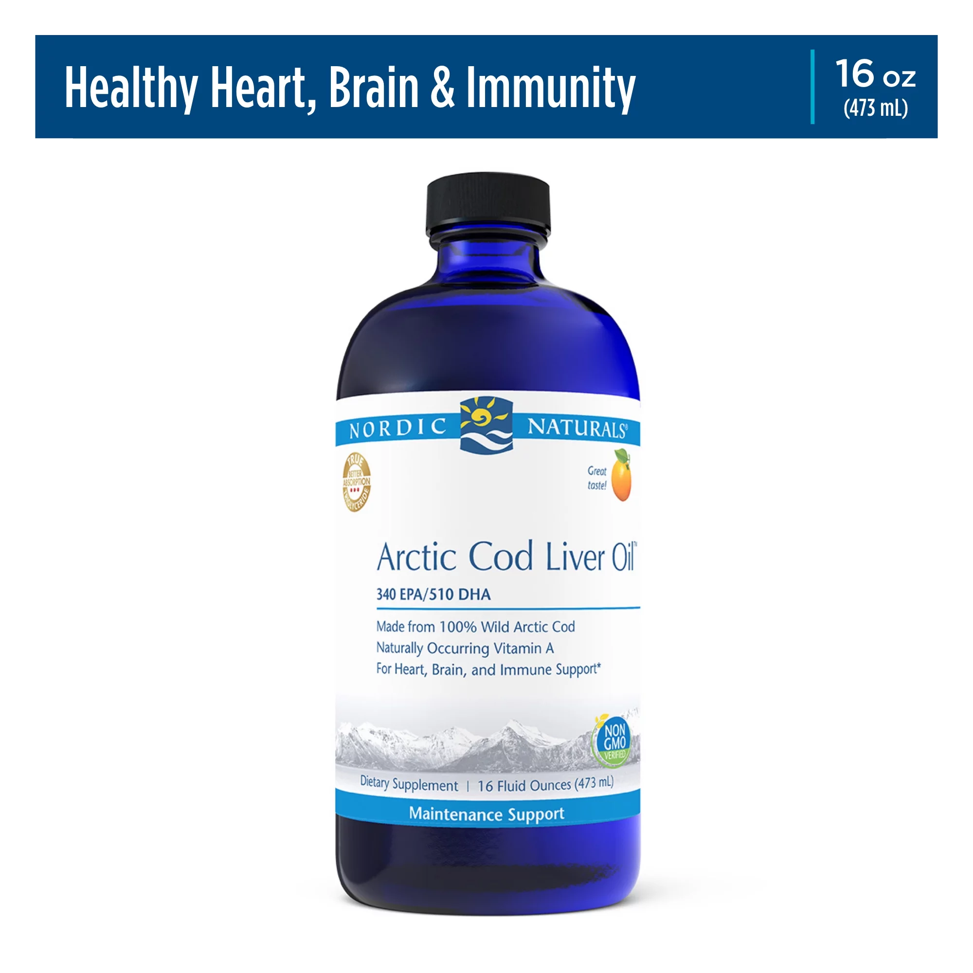 Nordic Naturals Pro Arctic Cod Liver Oil Liquid, 1060 Mg, Orange, 16 Oz