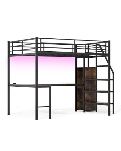 Full Over Full Bunk Bed with Trundle, Heavy Duty Metal Bed Frame with Full-Length Guardrails & Ladder, 3-in-1 Convertible Full Bunk Bed, Noise-Free, No Box Spring Needed, Black