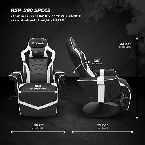RESPAWN 900 Racing Style Gaming Recliner, Reclining Gaming Chair, in Gray RSP 900 GRY