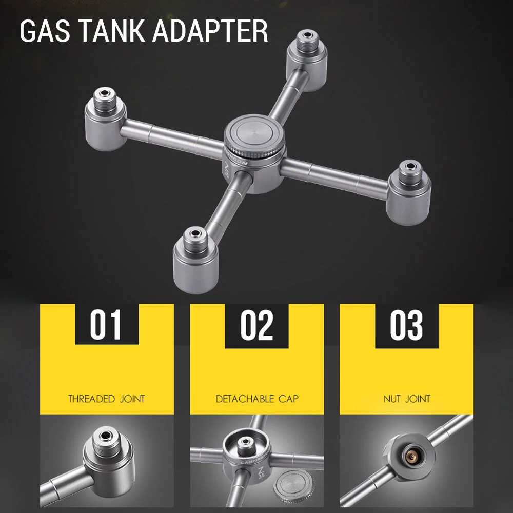 Gas Refill Adapter Aluminum Alloy Gas Adapter One-to-Five Interface Design Essential for Outdoor Stove and Lamp Portable and Efficient Safe and Reliable