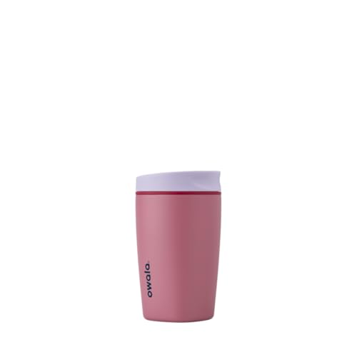 Owala SmoothSip Slider Insulated Stainless Steel Coffee Tumbler, Reusable Iced Coffee Cup, Hot Coffee Travel Mug, BPA Free 20 oz, Pink (Pucker Up)