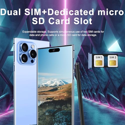 Unlocked Cell Phones Smartphones 5G Phone Android 13 Mobile Phones 8GB+256GB/7 Display/48MP+108MP Camera/6800 mAh/Dual SIM/Build-in Pen (White)