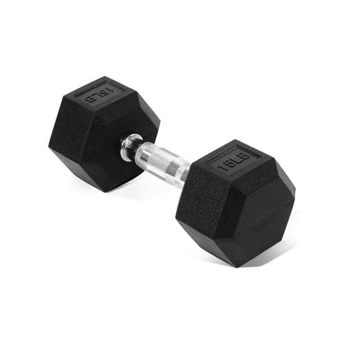 Hex Dumbbells Rubber Coated Hand Weights for Exercises and Fitness, Single