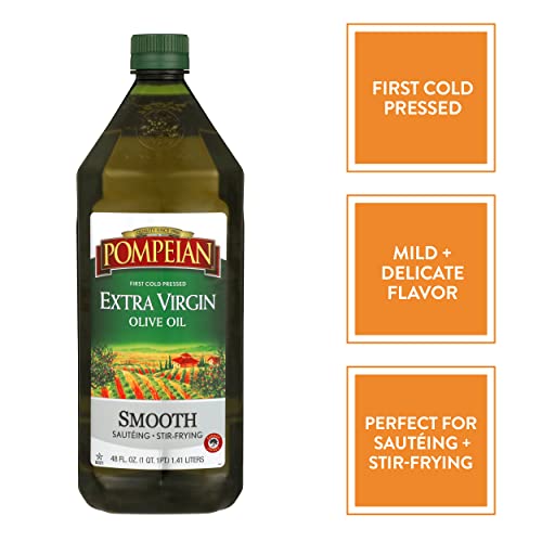 Pompeian Smooth Extra Virgin Olive Oil, Contains Polyphenols, First Cold Pressed, 101 Fl Oz