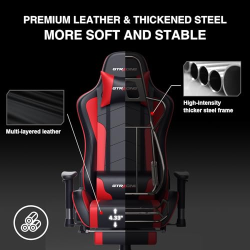 GTRACING Gaming Chair with Footrest Speakers Video Game Chair Bluetooth Music Heavy Duty Ergonomic Computer Office Desk Chair