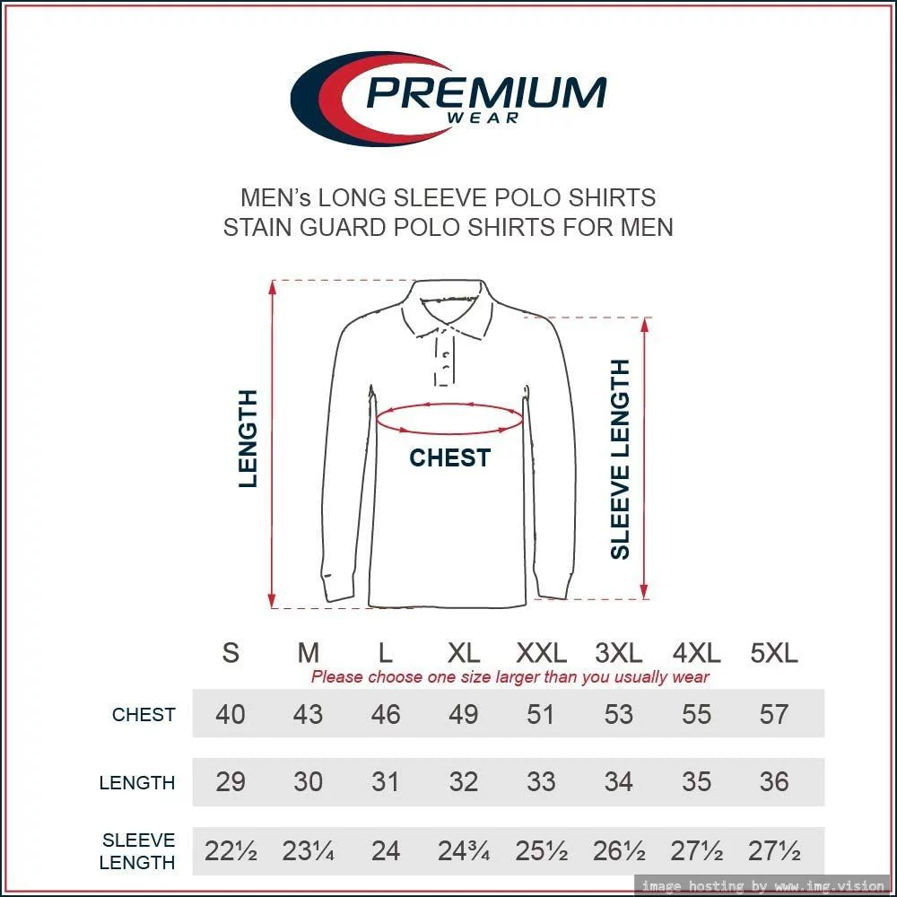 Premium Men Long Sleeve Polo Shirts – Stain Guard Polo Shirts for Men