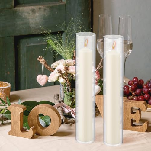 6 Pieces Hurricane Candle Holder Sleeve Open Ended Clear Glass Cylinder Candleholder Bottomless Candle Cover Hurricane Chimney Clear Chimney Shade Tube Cover (3 x 10 Inch)