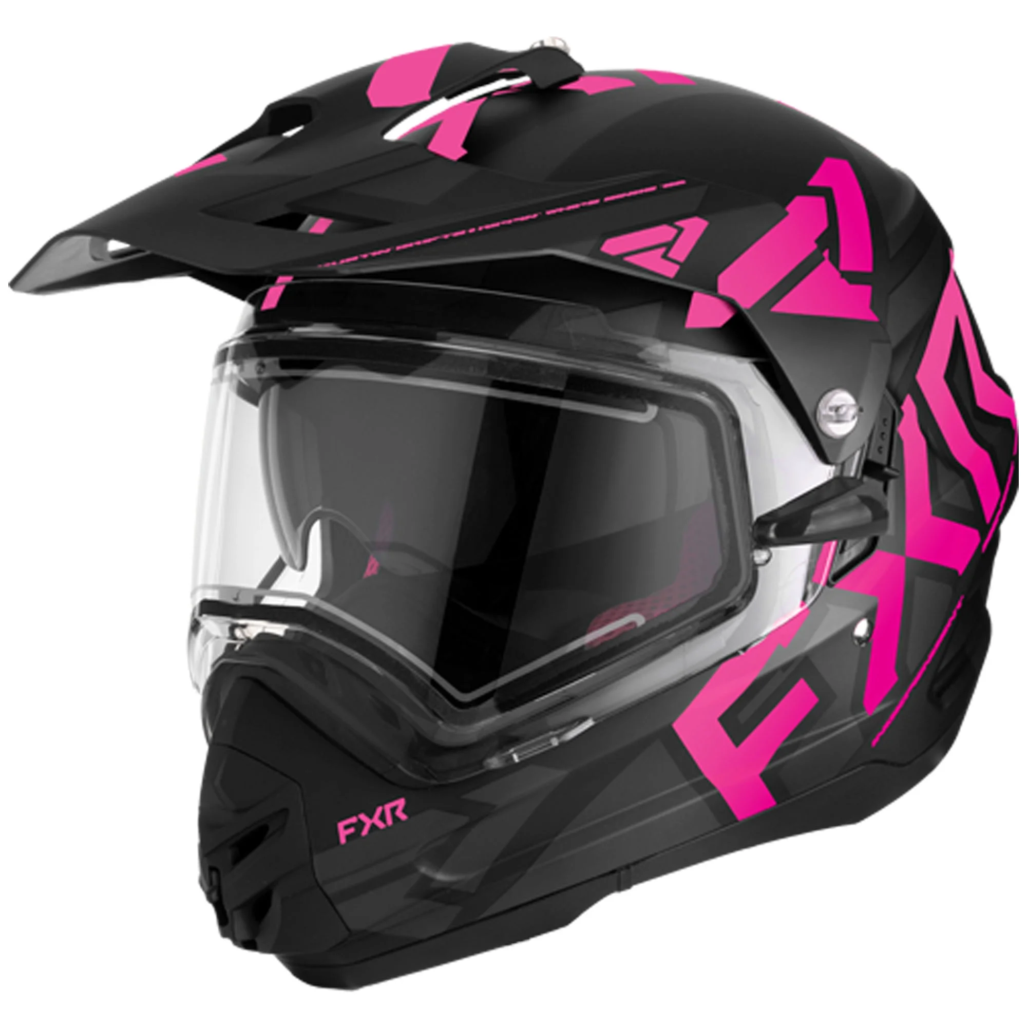 FXR Torque X Team Helmet W/ Elec. Shield and Sun Shade Black / E. Pink 2XL (2024)
