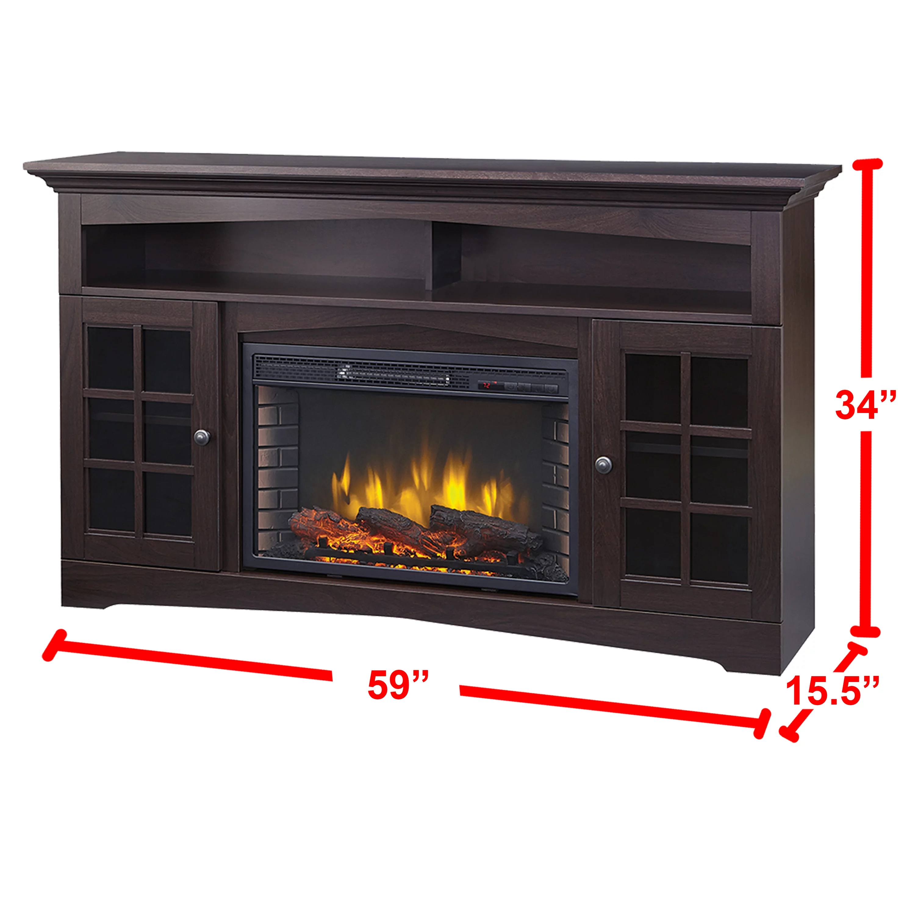 Muskoka Huntley 59 in. Rustic Wood Media Electric Fireplace Espresso