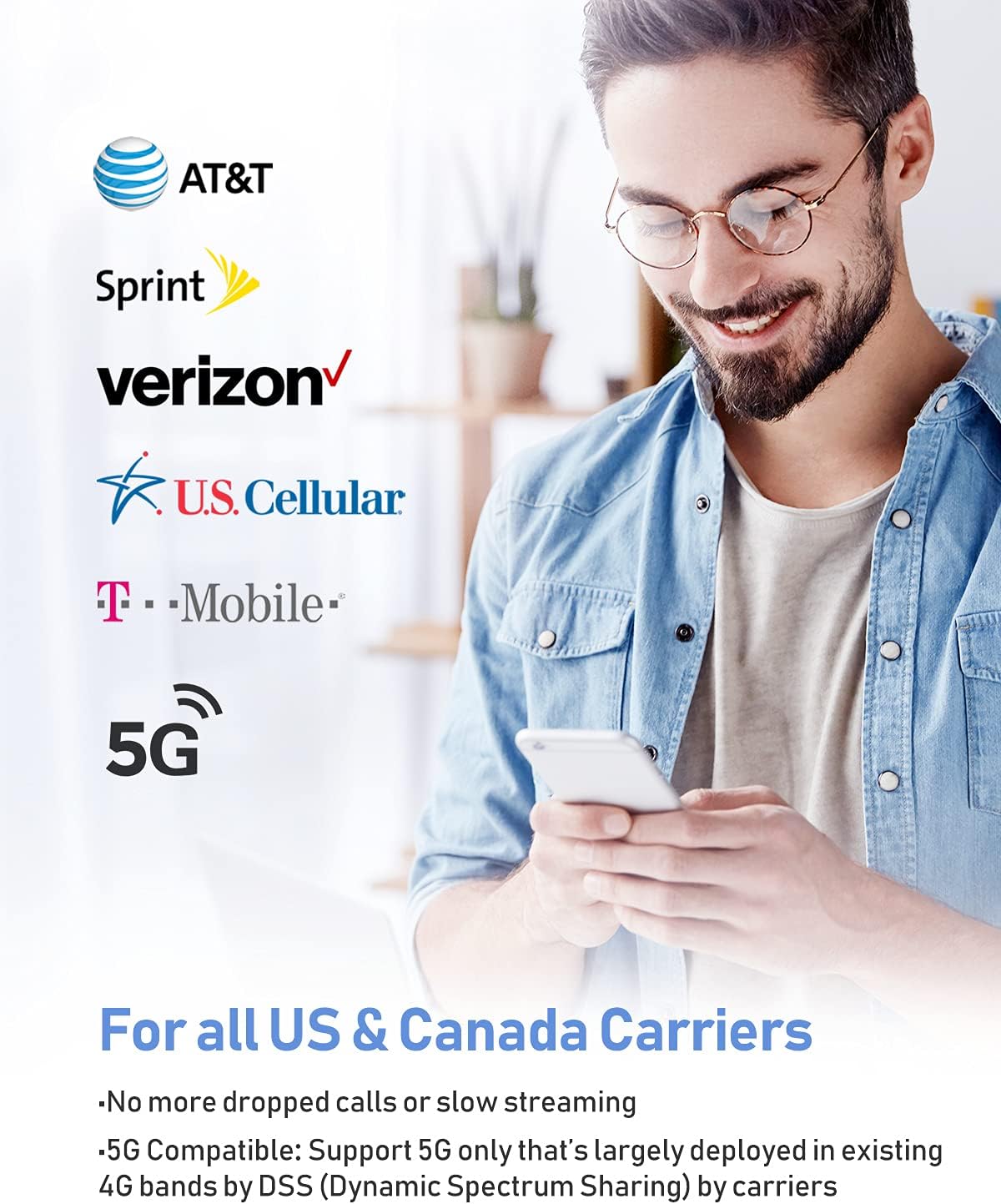 HiBoost Cell Phone Signal Booster for Home, Up to 3,000 Sq. Ft, Boosts 5G/4G LTE, All US Carriers - Verizon, AT&T, T-Mobile, Sprint & More, FCC Approved