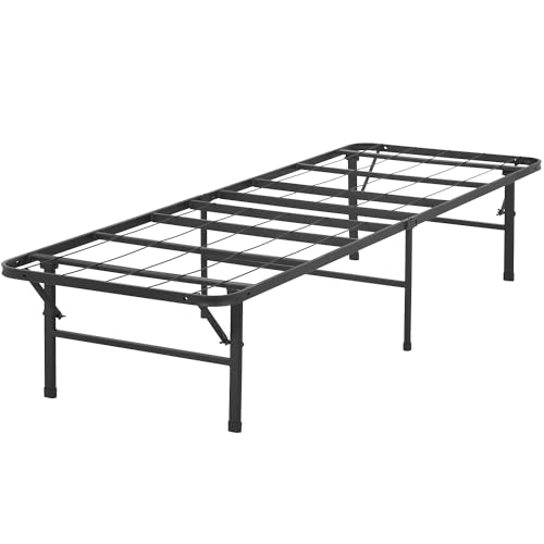 Folding Bed Frame Metal Platform Bed Frame Twin Size 14.2 Inch Mattress Foundation Classic Heavy Duty Steel Slat Easy Assembly Noise-Free for Home,Black(Twin)