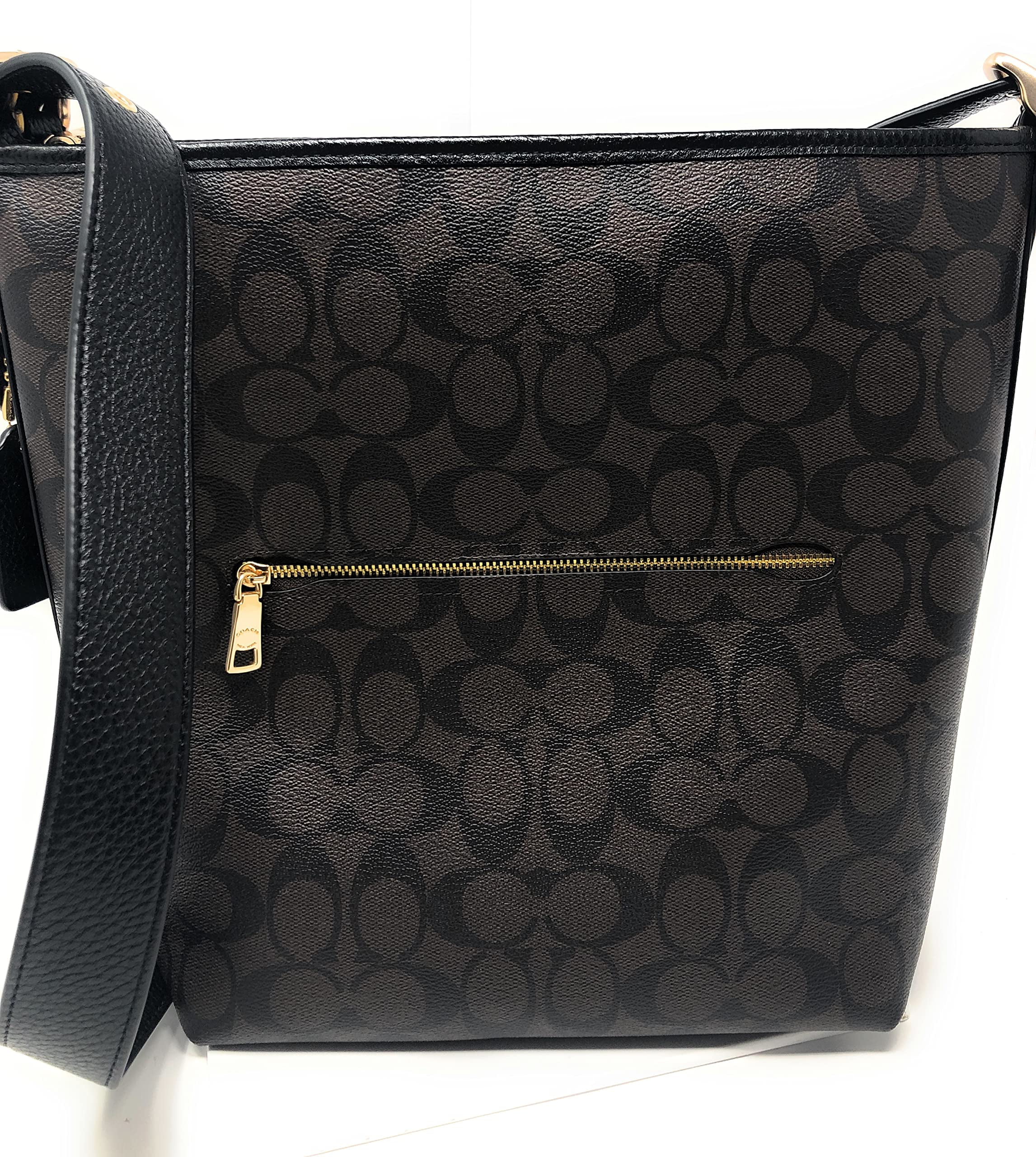 Coach (C2819) Val Signature Brown Black Leather Duffle Shoulder Crossbody Bag