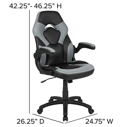 Flash Furniture X10 High-Back LeatherSoft Racing Style Gaming Chair with Flip-Up Arms, Ergonomic Padded Swivel Computer Chair, Blue/Black