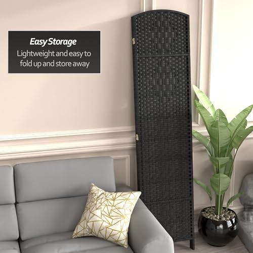 Red Lantern 7 ft. Tall Diamond Weave Dark Beige-6 Panels Room Divider