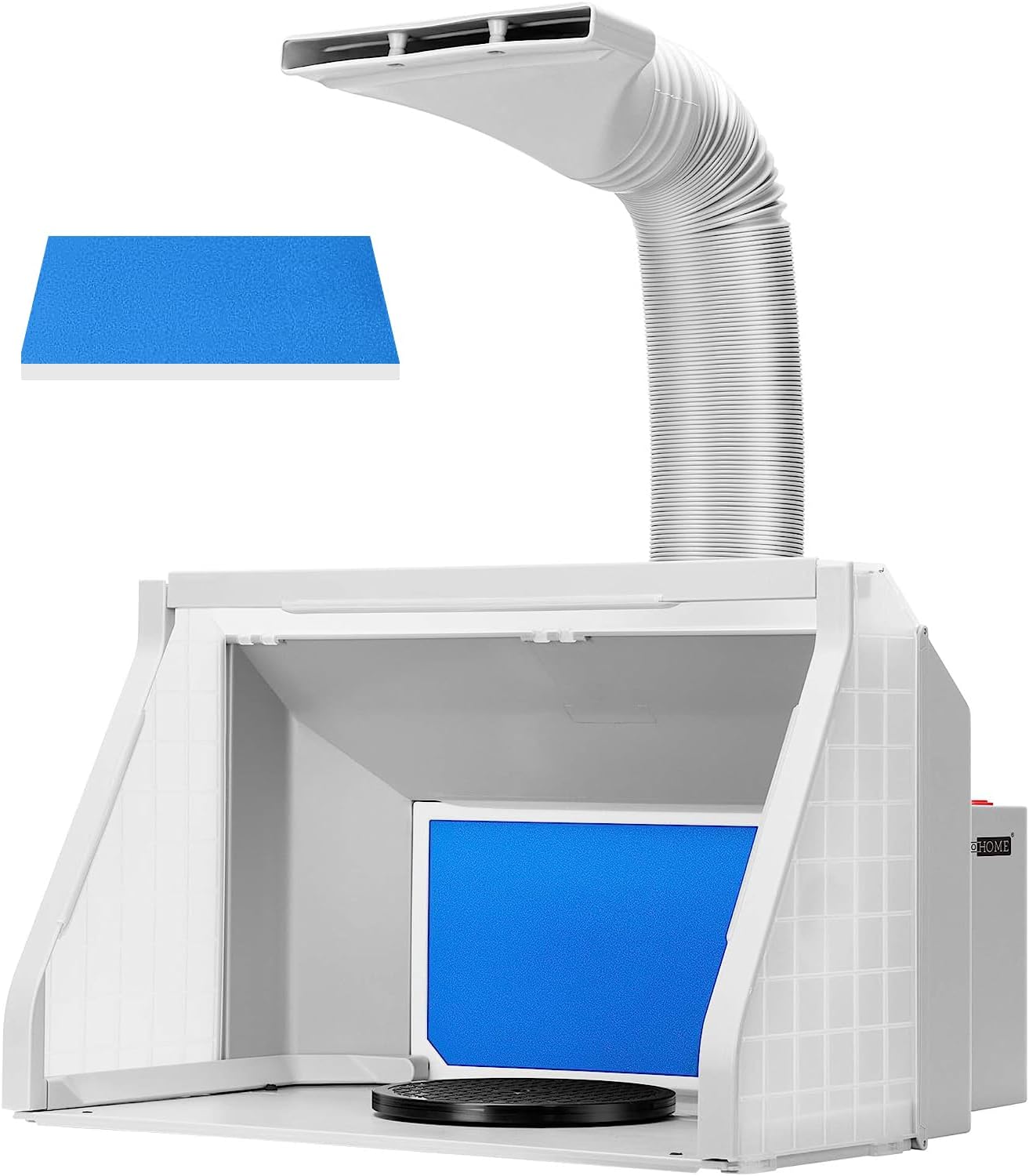 VIVOHOME Dual Fans Portable Airbrush Paint Spray Booth Kit with LED Lights Turn Table and Filter Hose for Model Cake Craft Nail Toy Part Gray