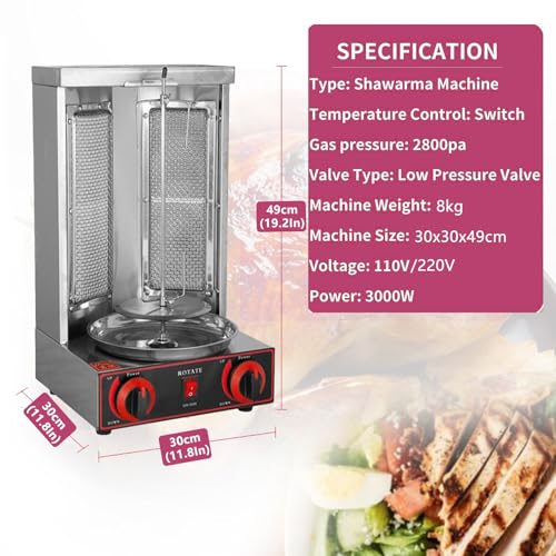 Homemade Chicken Shawarma Machine Countertop Rotisserie Grill Kebab Vertical Rotisserie Propane Turkish Chicken Doner Kebab Broiler,Gas