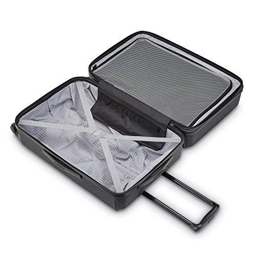 American Tourister Stratum XLT Expandable Hardside Luggage with Spinner Wheels, Jet Black, Carry-On 21-Inch