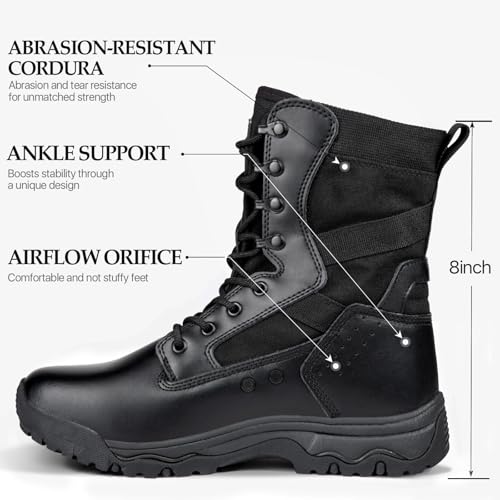 FREE SOLDIER Men's Tactical Boots 8 Inches Lightweight Combat Boots Durable Suede Leather Military Work Boot Desert Boot