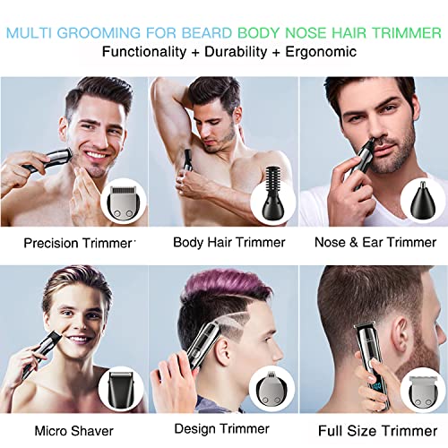 Brightup Beard Trimmer for Men, IPX7 Waterproof Mens Grooming Kit with Cordless Hair Clippers, Electric Razor with LED Display, Shavers for Mustache, Body, Face, Ear, Nose Hair Trimmer, Gifts for Men
