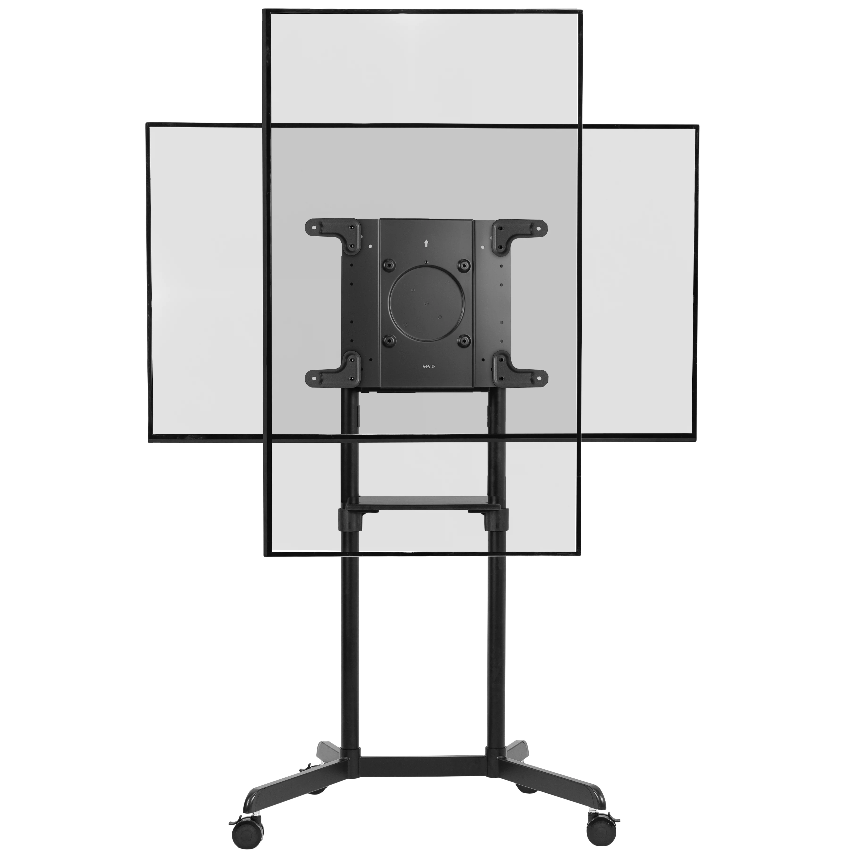 VIVO Black Mobile Portrait to Landscape TV Cart for 32