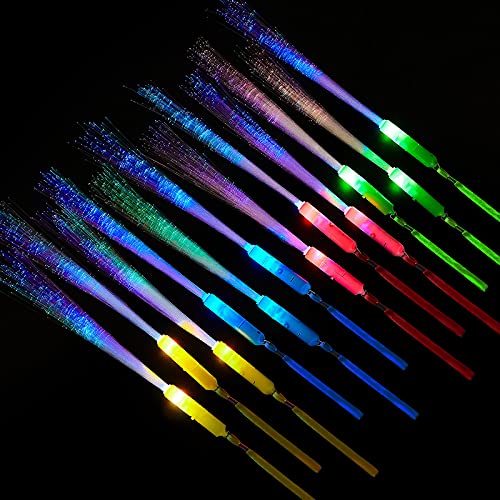 Kasyat 10 Pieces Fiber Optic Wand Light up Glow Stick LED Colorful Flashing Wands for Wedding, Christmas Neon Party Favors Supplies(Classic Color)