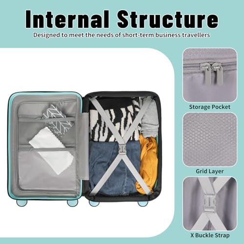 Lightweight Luggage with Spinner Wheels & YKK Zipper, 3-Piece Travel Suitcase ABS+PC Hardshell Luggage Set with TSA Lock, Light Avocado Green (20+24+28 inch)