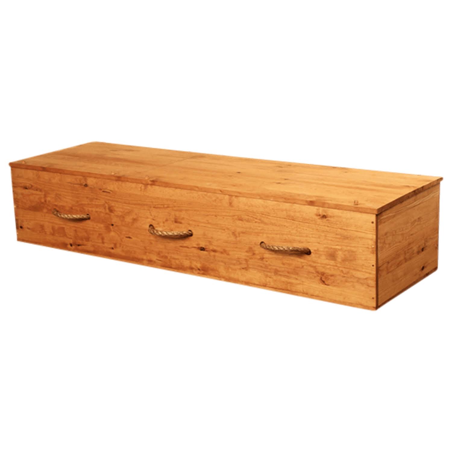Pine Box Coffin (Casket) with Rope Handles for Sale - Made in USA (Titan Eco II)