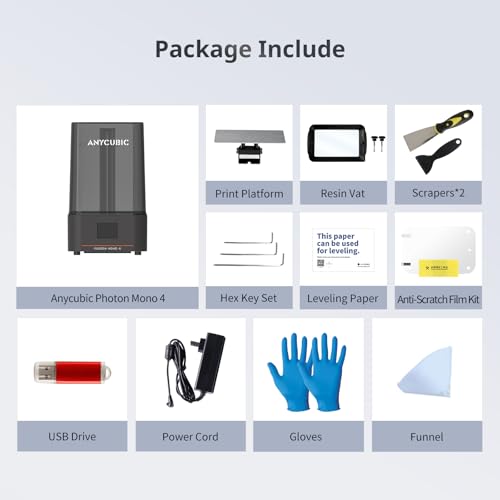 ANYCUBIC Photon Mono 4, Resin 3D Printer with 7'' 10K Mono LCD Screen, Stable LighTurbo Light Source and 70mm/h Fast Printing, Print Volume 6.04'' x 3.42'' x 6.49''