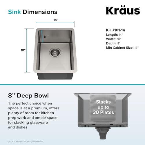 Kraus KHU101-24L Standart PRO 24-inch Undermount 16 Gauge Single Bowl Laundry and Utility Sink, 24 Inch, Tight Radius