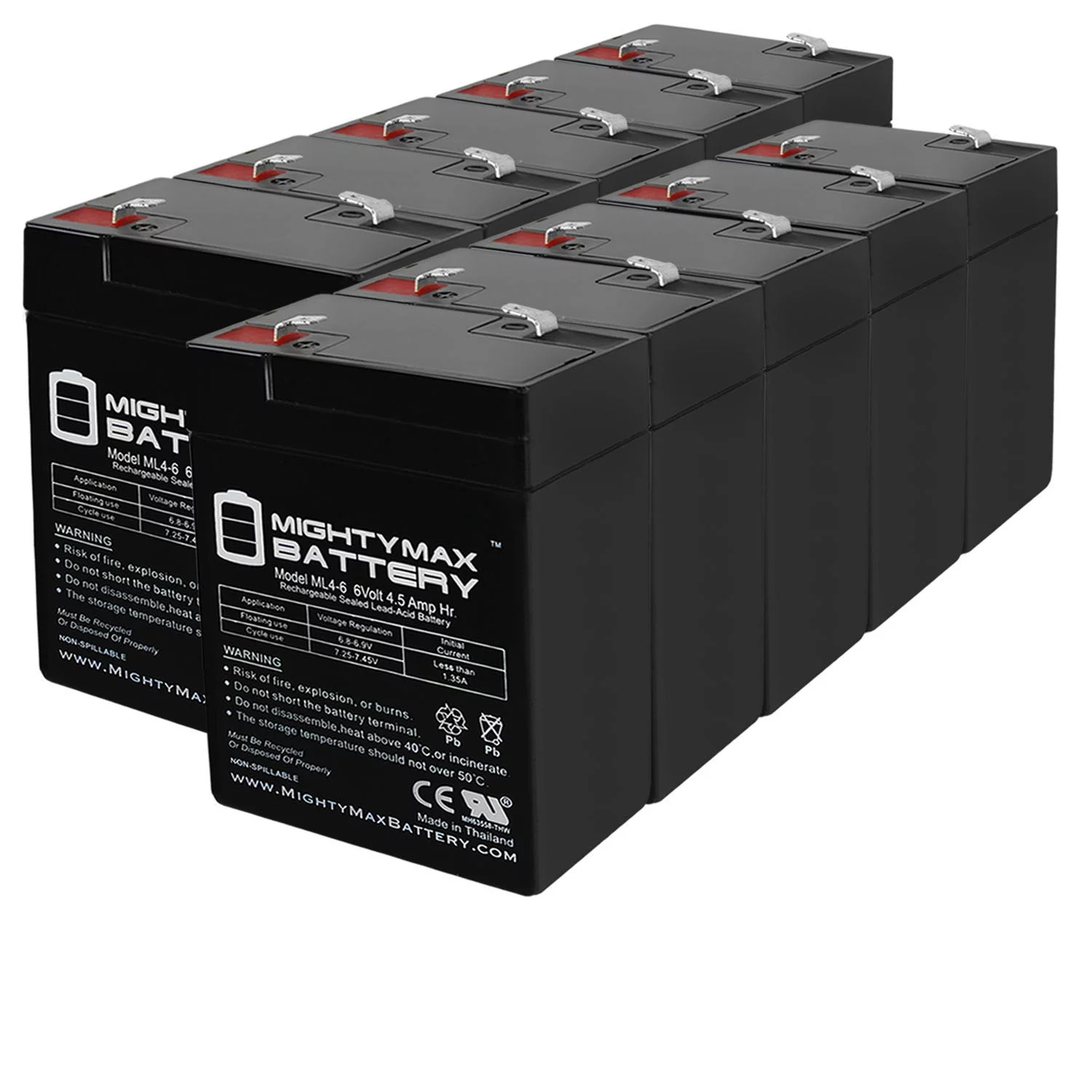 6V 4.5AH SLA Replacement Battery for Yuntong YT-645 - 10 Pack