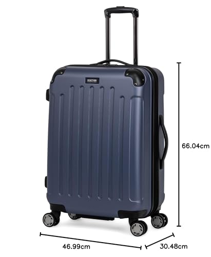 Kenneth Cole REACTION Renegade Luggage Expandable 8-Wheel Spinner Lightweight Hardside Suitcase, Navy Blue, 20-Inch Carry On