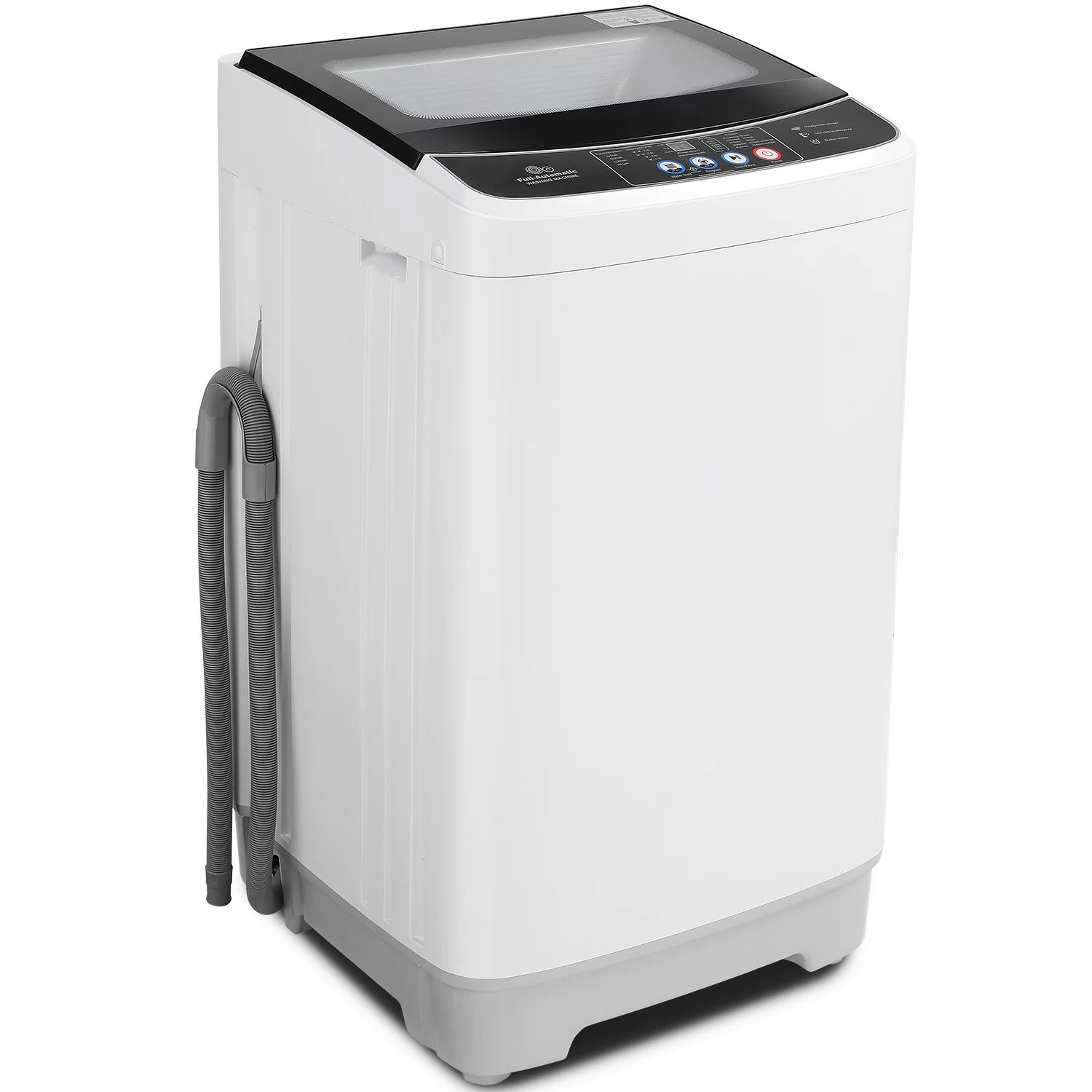 Qhomic Portable Washing Machine, 17.8 lbs Fully Automatic Compact Washer, 10 Wash Programs, 2.4 Cu.ft Washer and Dryer Combo with Dump Pump and with Glass Top, Ideal for Apartments, RVs and Camping