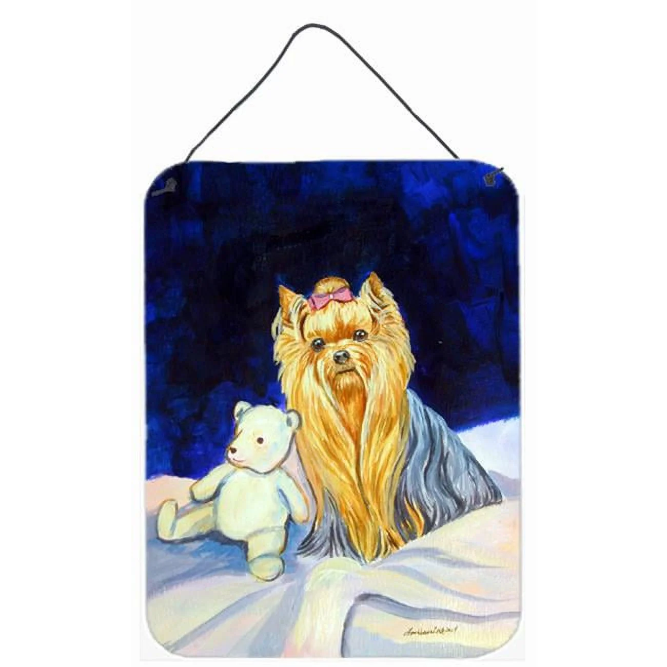 Yorkie And Teddy Bear Aluminium Metal Wall Or Door Hanging Prints