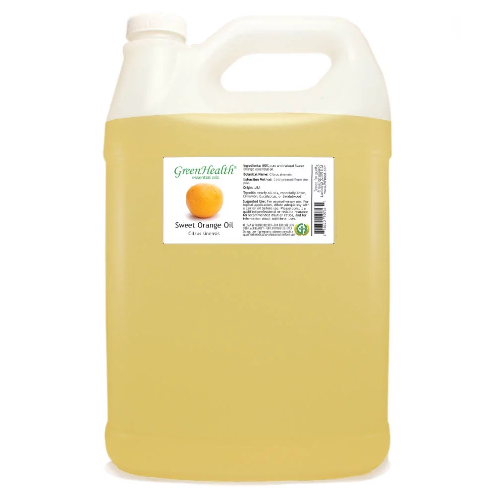 Sweet Orange Essential Oil - 128 fl oz (1 Gallon) Plastic Bottle w/ Cap - 100% Pure Essential Oil by GreenHealth