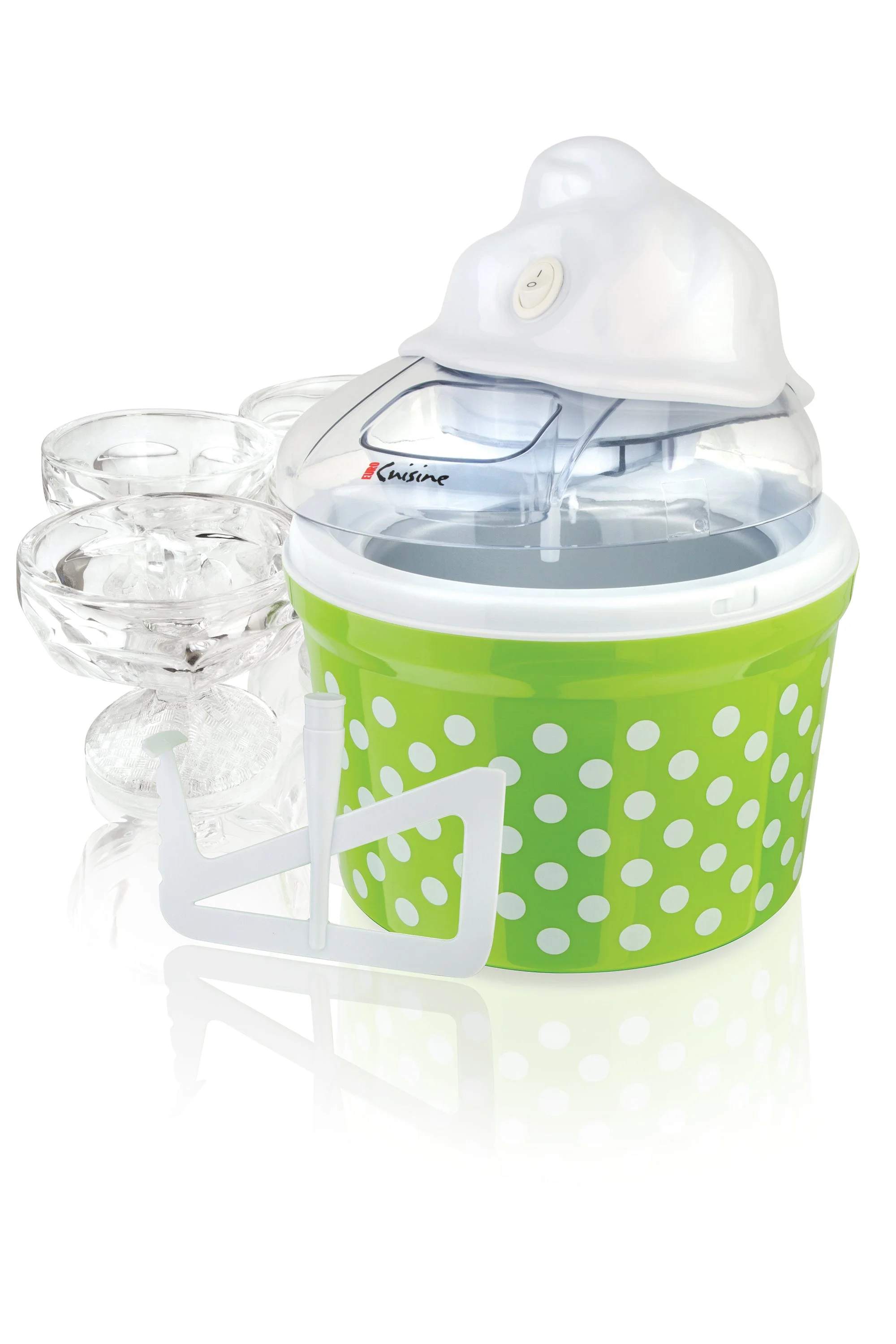 Euro Cuisine ICM26GR Automatic Ice Cream, Sorbet & Frozen Yogurt Maker With 4 Glass Ice Cream Cup