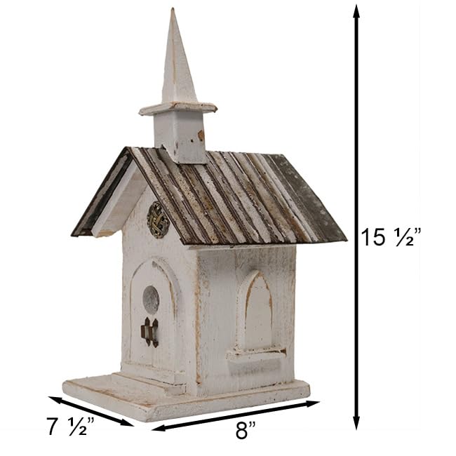 Nature Creations Country Chapel Bird House, White