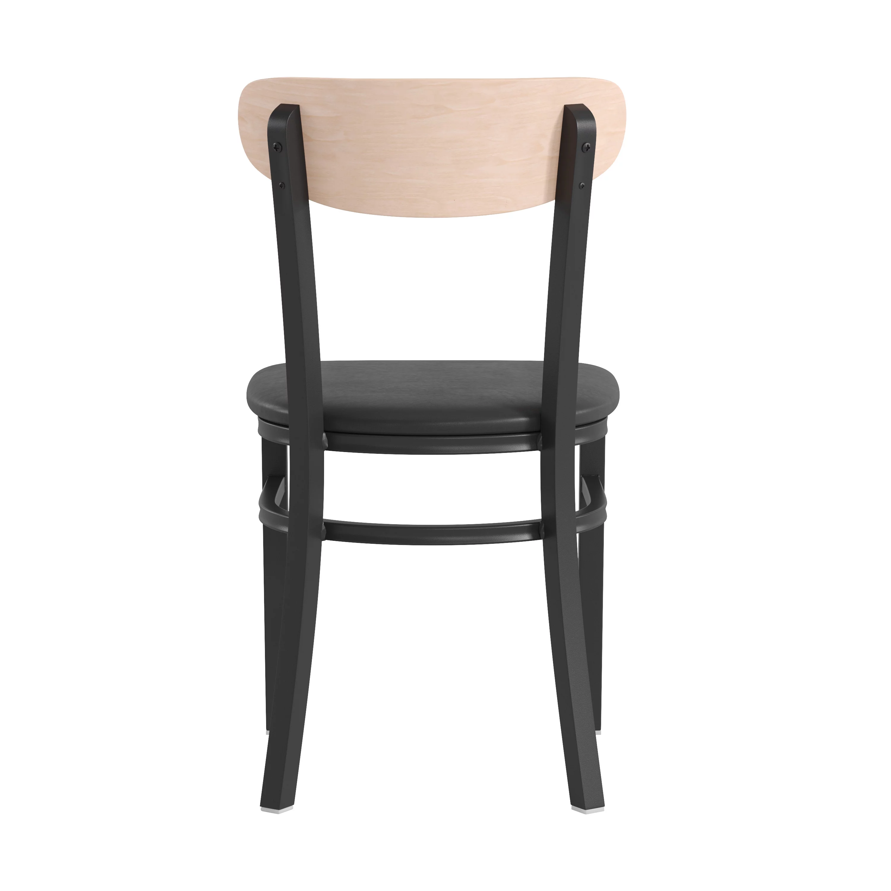 Flash Furniture Wright Metal/Wood Restaurant Chair, Natural Birch/Black