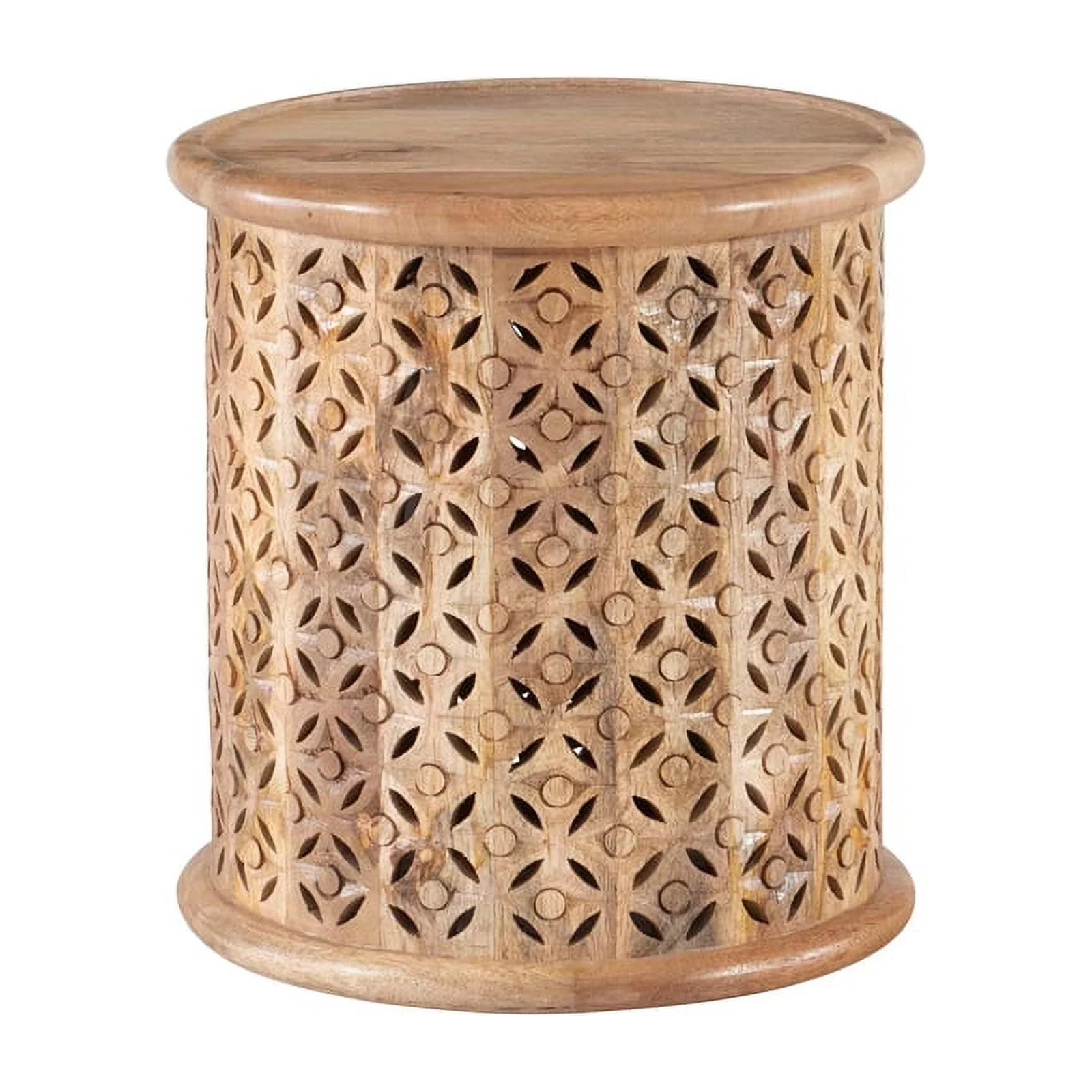 Pemberly Row Transitional Mango Wood Side Table in Natural