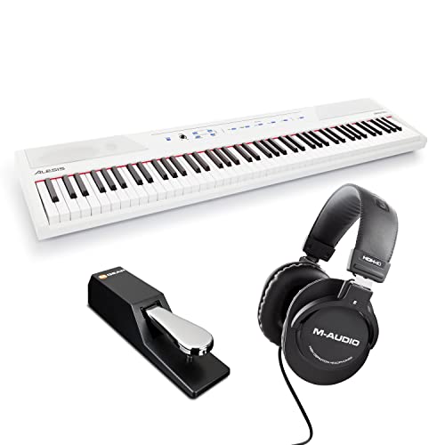 Alesis Recital – 88 Key Digital Piano Keyboard with Semi Weighted Keys, 2x20W Speakers, 5 Voices, Split, Layer and Lesson Mode, FX and Piano Lessons