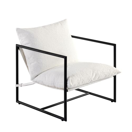 ZINUS Aidan Sling Accent Chair, Metal Framed Armchair with Shredded Foam Cushioning, Black