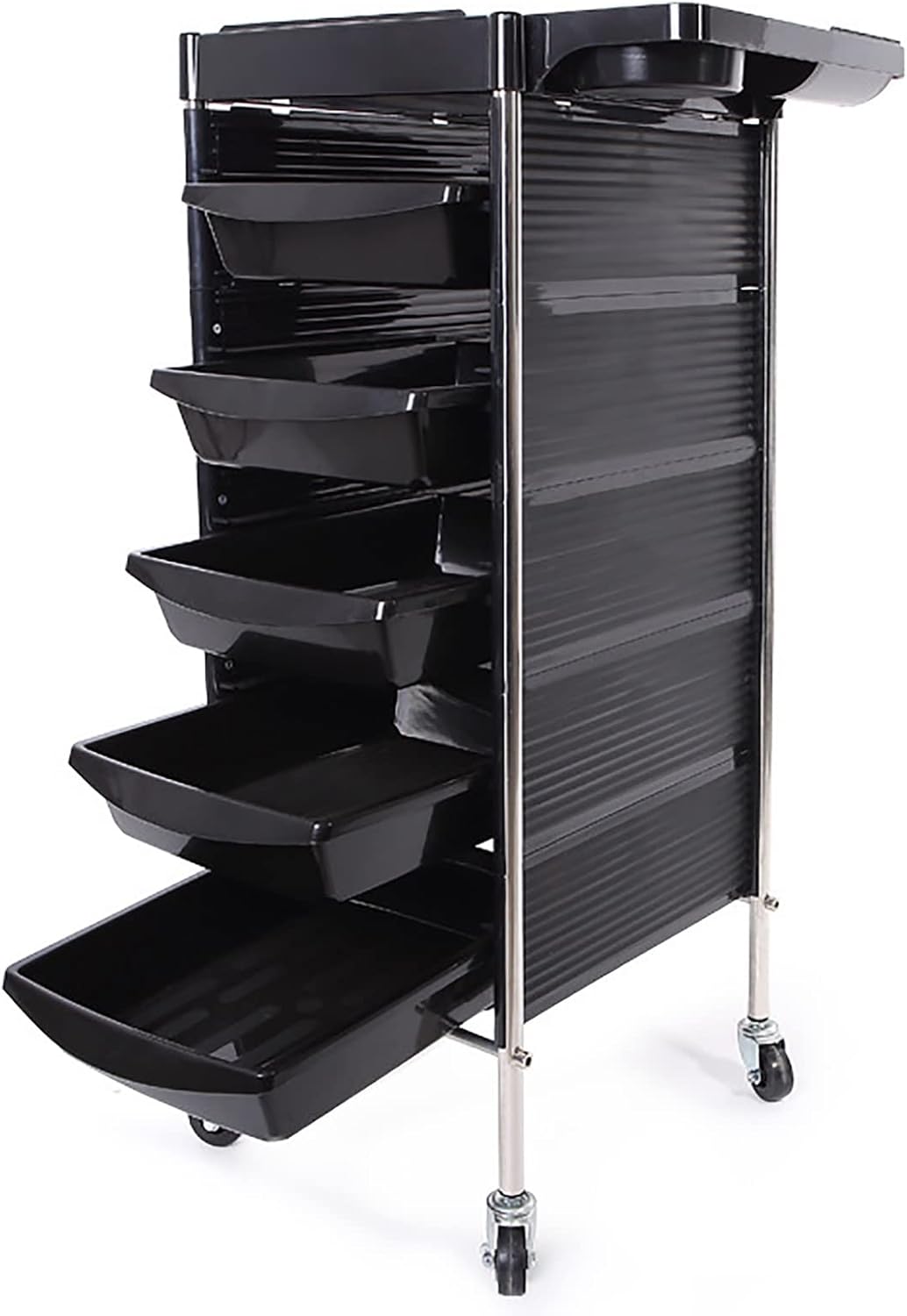 Beauty Salon Equipment Trolley with 5 Drawers, 4 Rolling Wheels for Beauty Hairdressing Storage Cart, Black