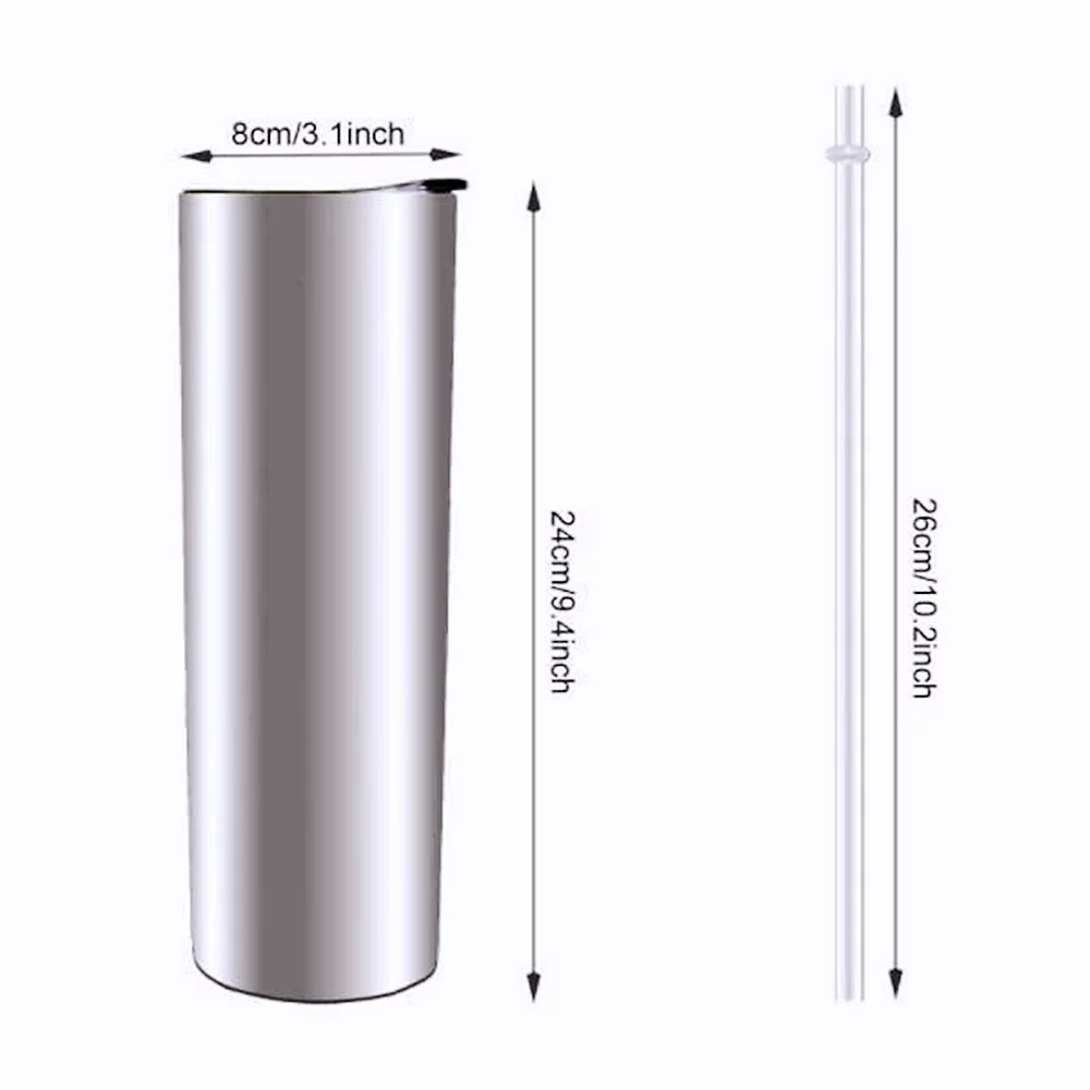 Case of 25 Pack 30oz Skinny Strainght Insulated Tumbler With Lids and Straws, Bulk Travel Mug