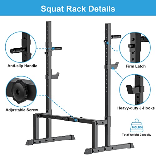 Uboway Barbell Rack Squat Stand Adjustable Bench Press Rack 550LBS Max Load Multi-Function Weight Lifting Home Gym Fitness