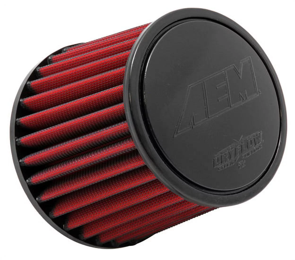 AEM 21-206DK Universal DryFlow Clamp-On Air Filter: Round Tapered; 4.5 in (114 mm) Flange ID; 5.125 in (130 mm) Height; 6.5 in (165 mm) Base; 5.125 in (130 mm) Top