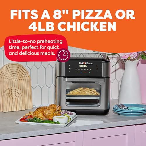 Instant Pot 10QT Air Fryer, 7-in-1 Functions with EvenCrisp Technology that Crisps, Broils, Bakes, Roasts, Dehydrates, Reheats & Rotisseries, Includes over 100 In-App Recipes, Stainless Steel