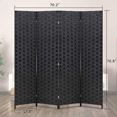 Wood Mesh Woven Design 4 Panel Folding Wooden Screen Room Divider