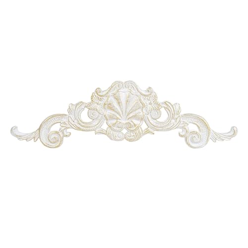 Sungmor Cast Iron Fleur De Lis Wall Decor, Vintage White Metal Flower Scrolled Wall Pediments Decor, 15.5