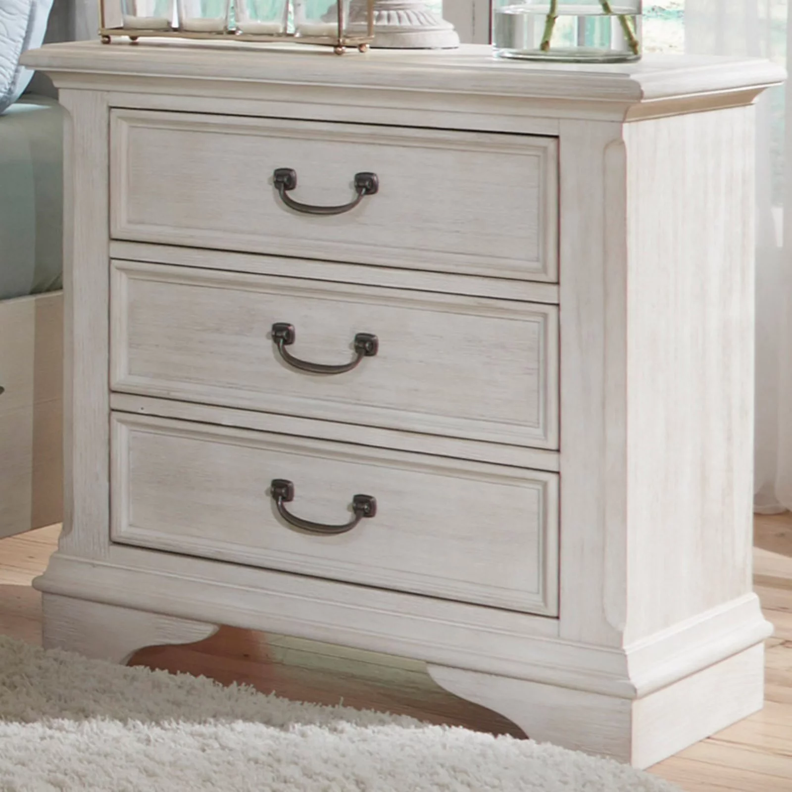 Bayside White 3 Drawer Night Stand